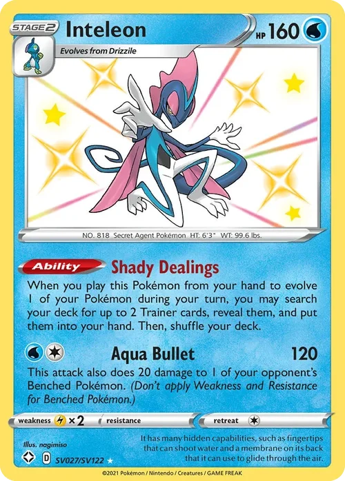 Inteleon SV027 Pokemon card from Shining Fates set