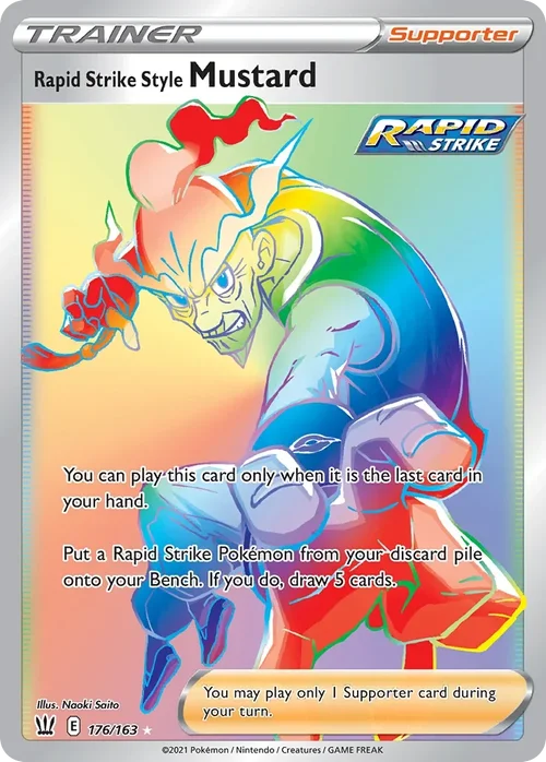 Rapid Strike Style Mustard 176 Pokemon card from Battle Styles set
