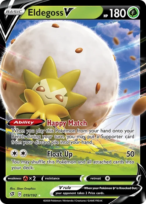 Eldegoss V 19 Pokemon card from Rebel Clash set