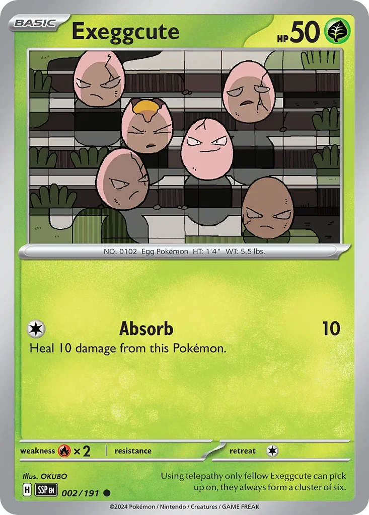 Exeggcute 002/167 Pokemon card from Surging Sparks set