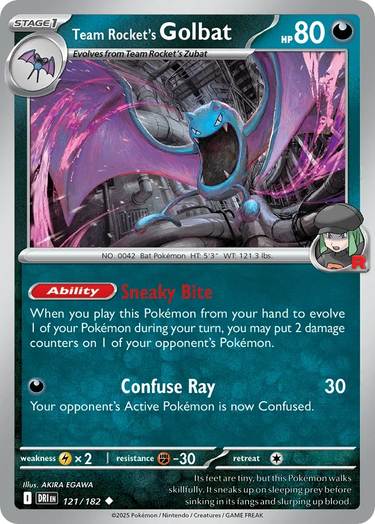 Team Rocket's Golbat 121 Pokemon card from Destined Rivals set