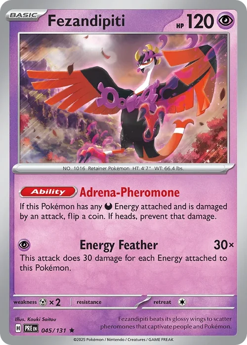 Fezandipiti 45 Pokemon card from Prismatic Evolutions set