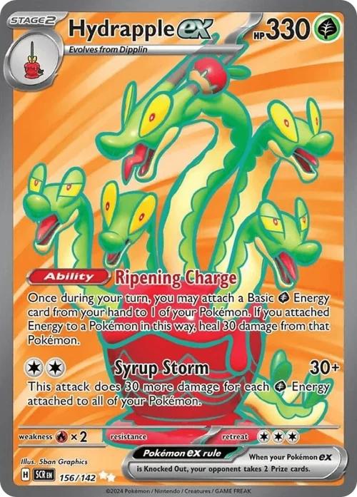 Hydrapple ex 156 Pokemon card from Stellar Crown set