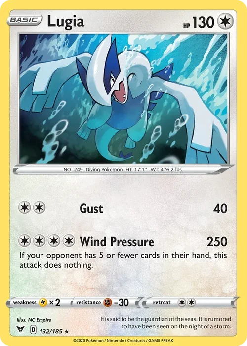 Lugia 132 Pokemon card from Vivid Voltage set