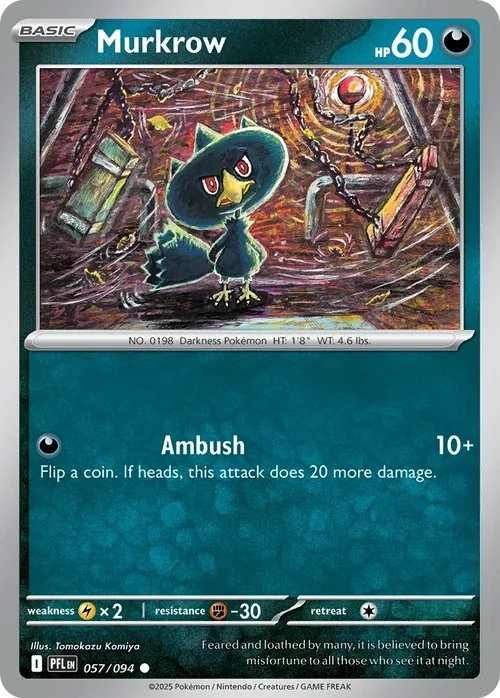 Murkrow 57 Pokémon card from Phantasmal Flames set