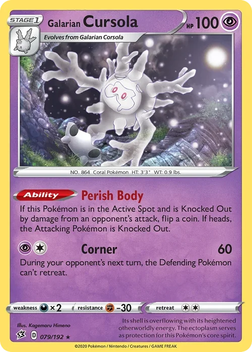 Galarian Cursola 79 Pokemon card from Rebel Clash set