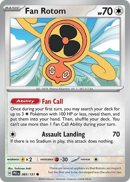 Fan Rotom 85 Pokemon card from Prismatic Evolutions set