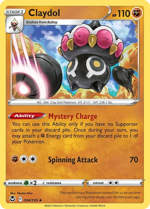 Claydol 94 Pokemon card from Silver Tempest set