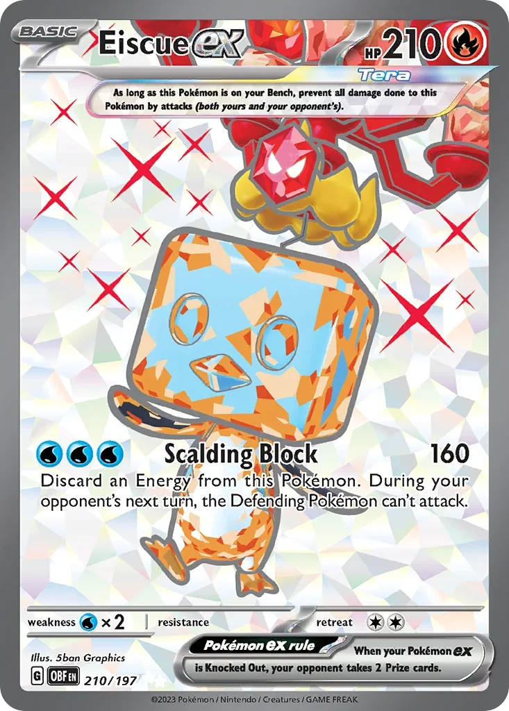 Eiscue ex 210 Pokémon card from Obsidian Flames set