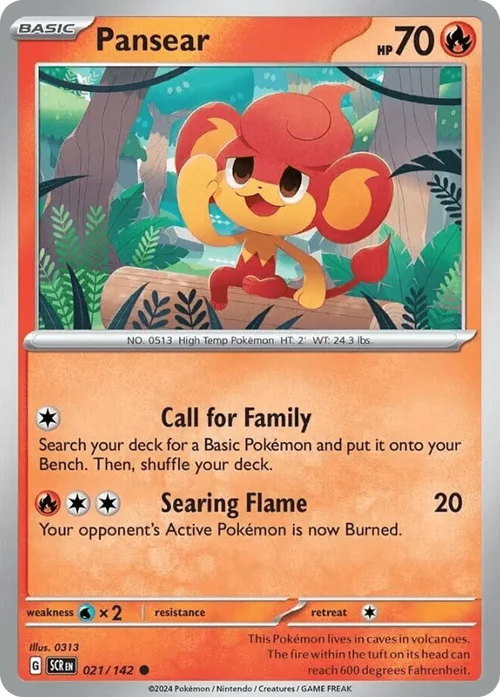 Pansear 21 Pokemon card from Stellar Crown set