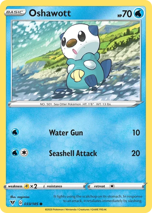 Oshawott 33 Pokemon card from Vivid Voltage set