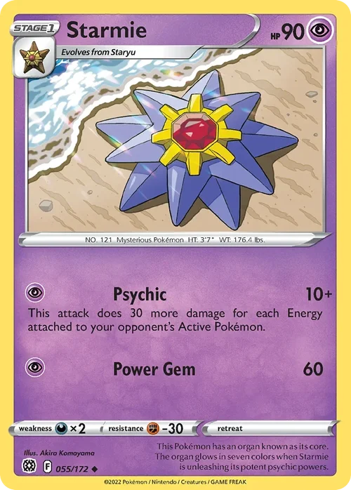 Starmie 055 Pokemon card from Brilliant Stars set