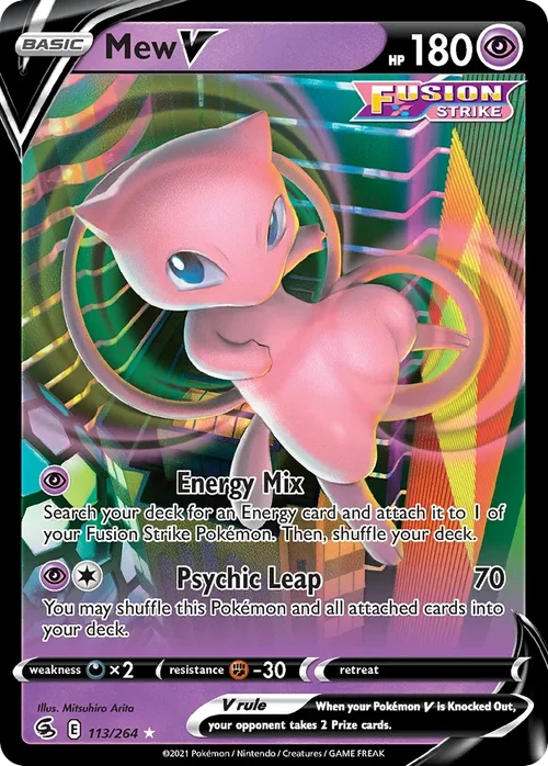 Mew V 113 Pokemon card from Fusion Strike set