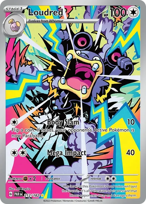 Loudred 212 Pokemon card from Paradox Rift set