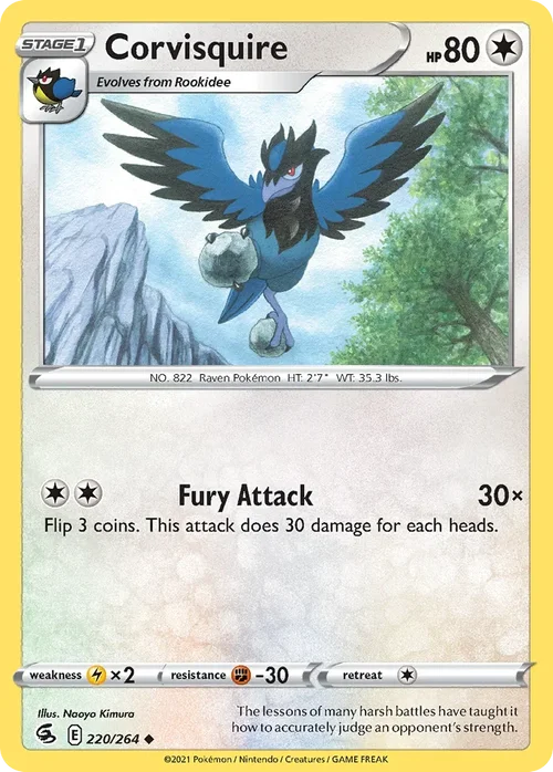 Corvisquire 220 Pokemon card from Fusion Strike set