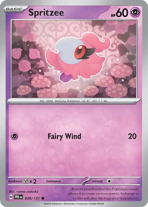 Spritzee 38 Pokemon card from Prismatic Evolutions set