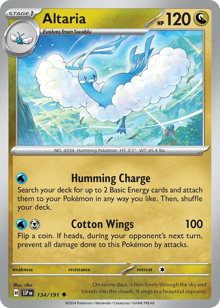 Altaria 134/167 Pokemon card from Surging Sparks set
