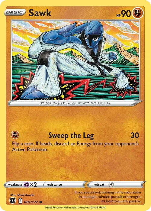 Sawk 081 Pokemon card from Brilliant Stars set