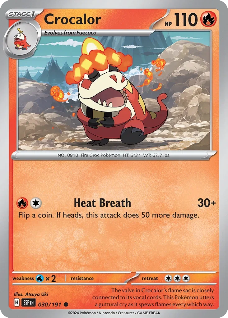 Crocalor 030/167 Pokemon card from Surging Sparks set