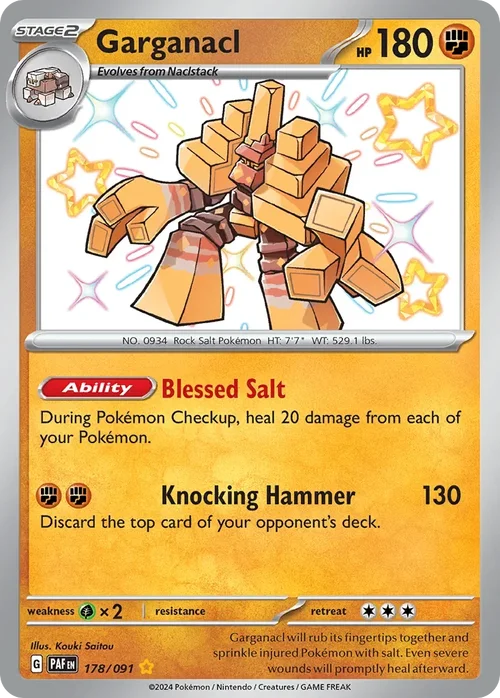 Garganacl 178 Pokemon card from Paldean Fates set