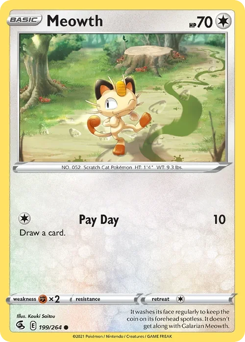 Meowth 199 Pokemon card from Fusion Strike set