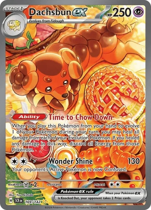 Dachsbun ex 169 Pokemon card from Stellar Crown set