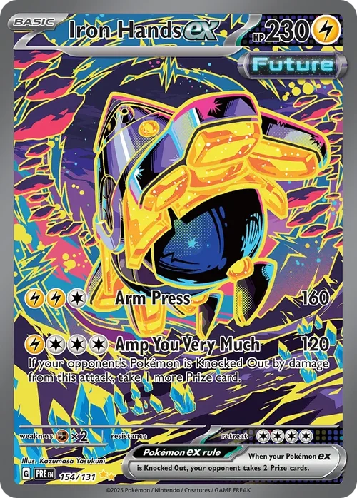 Iron Hands ex 154 Pokemon card from Prismatic Evolutions set