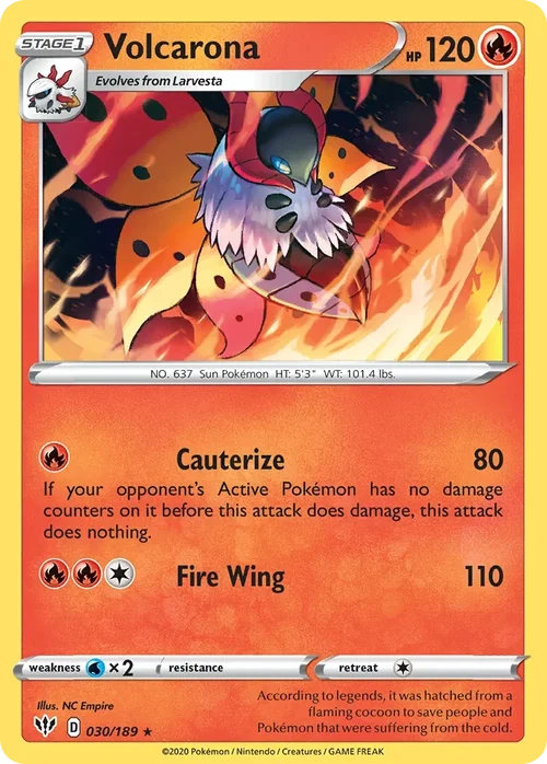 Volcarona 30 Pokemon card from Darkness Ablaze set