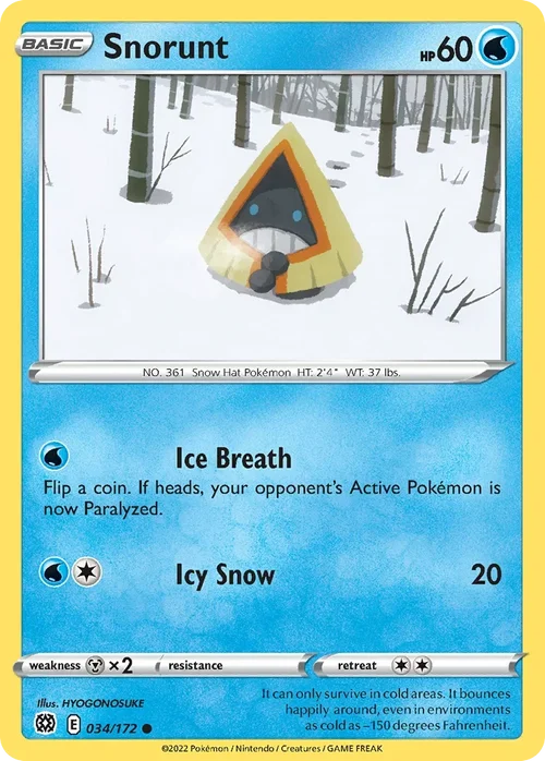 Snorunt 034 Pokemon card from Brilliant Stars set
