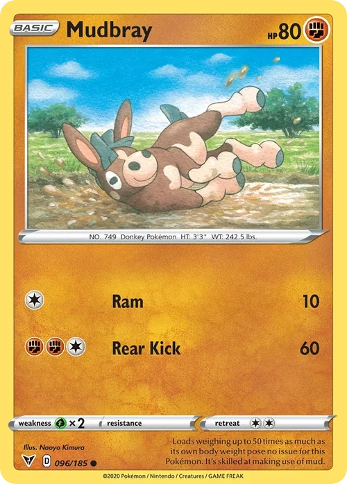 Mudbray 96 Pokemon card from Vivid Voltage set