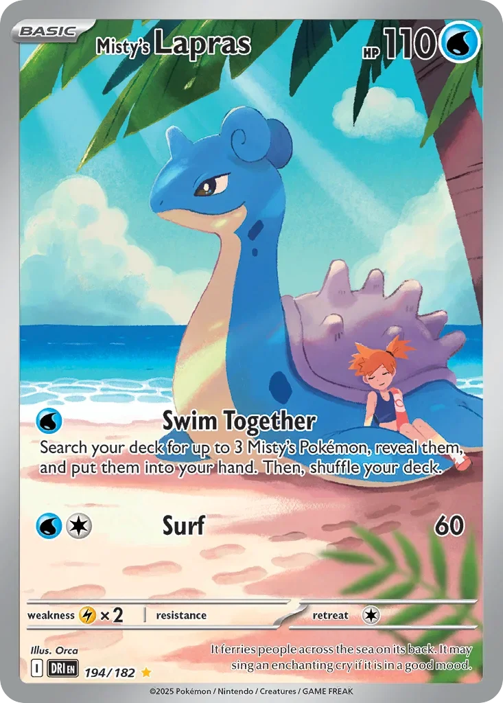 Misty's Lapras 194 Pokemon card from Destined Rivals set