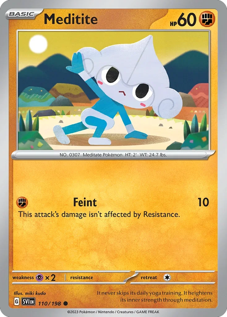 Meditite 110 Pokemon card from Scarlet & Violet set