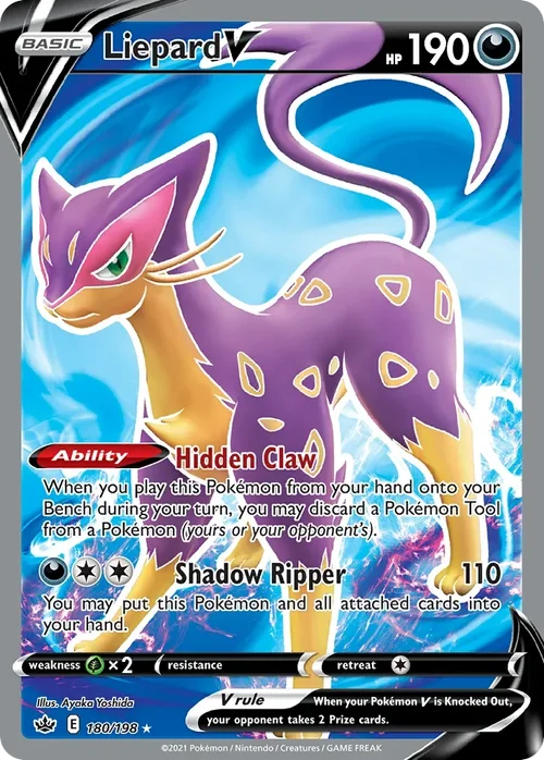Liepard V 180 Pokemon card from Chilling Reign set