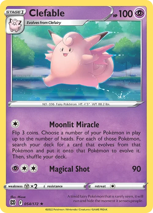 Clefable 054 Pokemon card from Brilliant Stars set