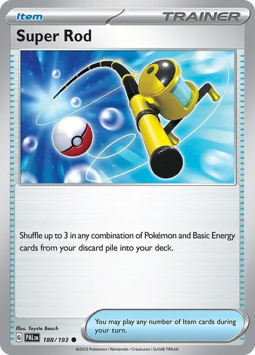Super Rod 188 Pokemon card from Paldea Evolved set