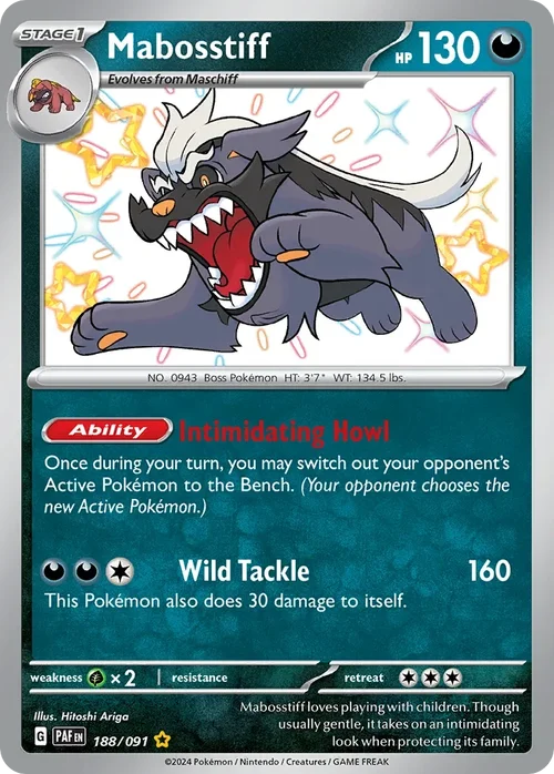 Mabosstiff 188 Pokemon card from Paldean Fates set