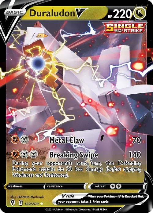 Duraludon V 122 Pokemon card from Evolving Skies set