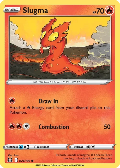 Slugma 21 Pokemon card from Lost Origin set