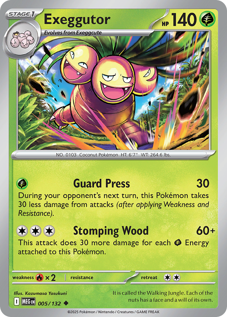Exeggutor 5 Pokemon card from Mega Evolution set