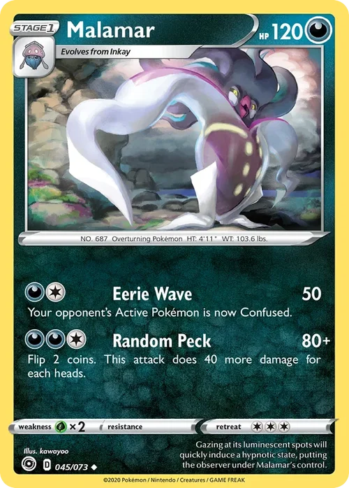 Malamar 45 Pokemon card from Champion's Path set