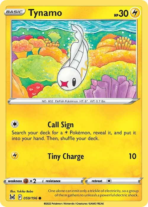 Tynamo 59 Pokemon card from Lost Origin set