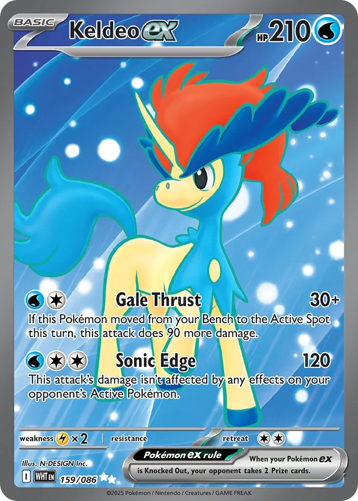 Keldeo ex 159 Pokemon card from White Flare set