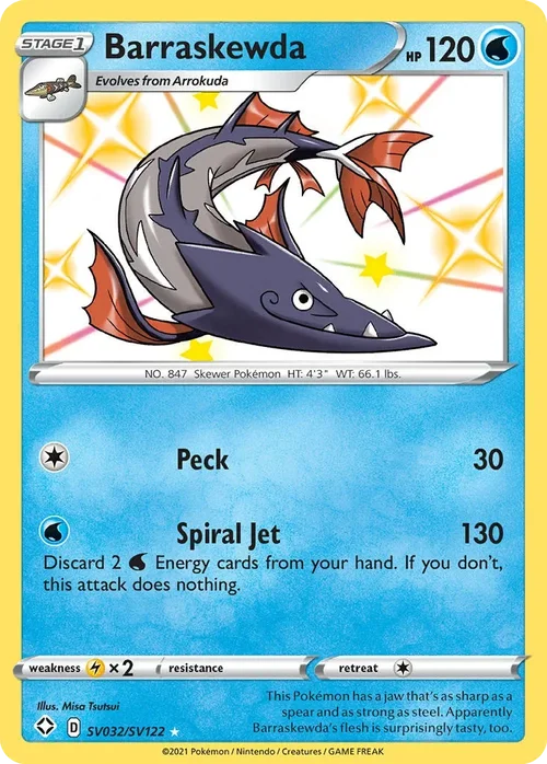 Barraskewda SV032 Pokemon card from Shining Fates set