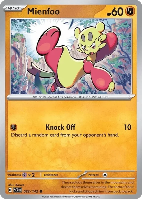 Mienfoo 83 Pokemon card from Stellar Crown set