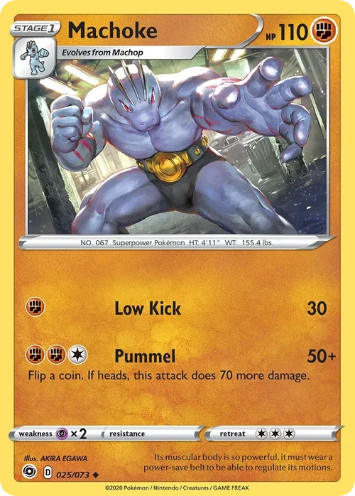 Machoke 25 Pokemon card from Champion's Path set