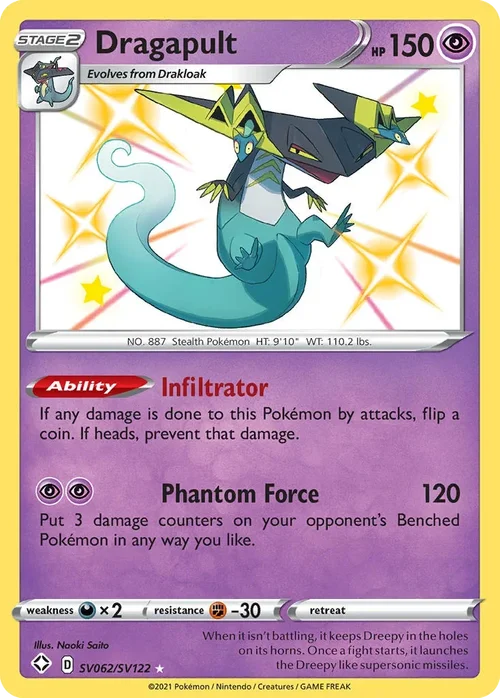 Dragapult SV062 Pokemon card from Shining Fates set