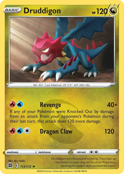 Druddigon 113 Pokemon card from Brilliant Stars set