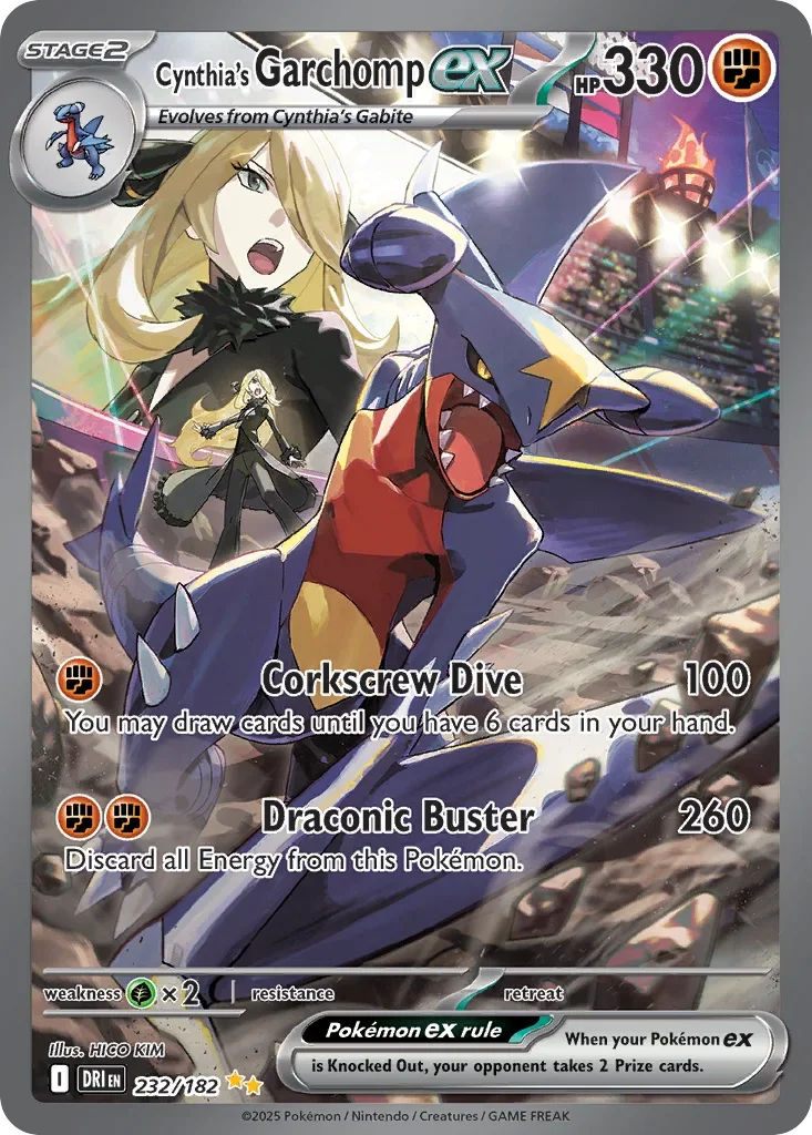 Cynthia's Garchomp ex 232 Pokemon card from Destined Rivals set