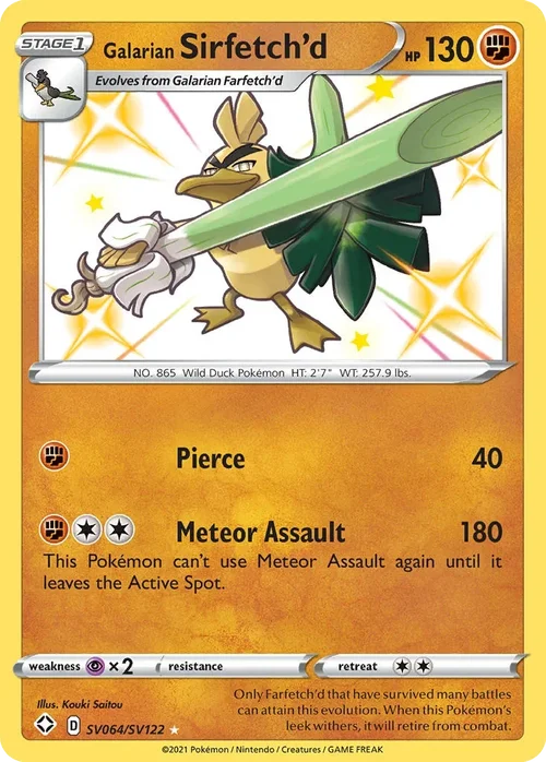 Galarian Sirfetch'd SV064 Pokemon card from Shining Fates set