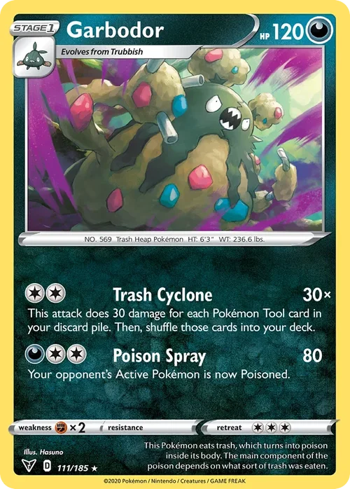Garbodor 111 Pokemon card from Vivid Voltage set